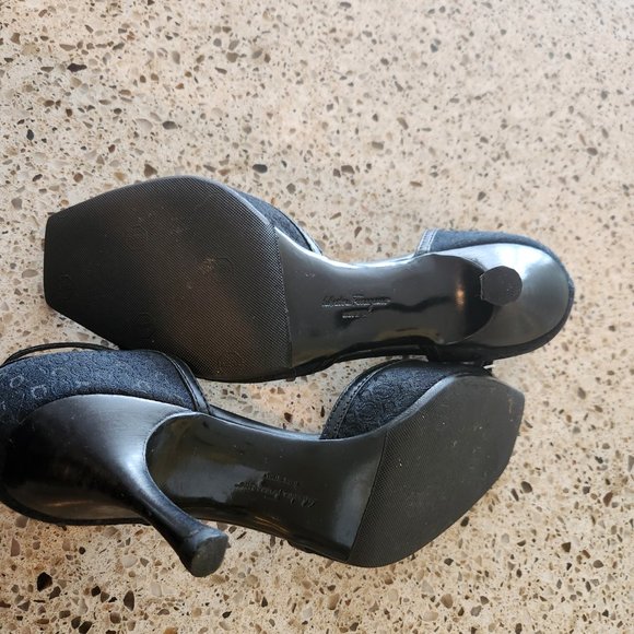 Vintage Strappy Black Heels- Salvatore Ferragamo 9 1/2 2A - Picture 5 of 8